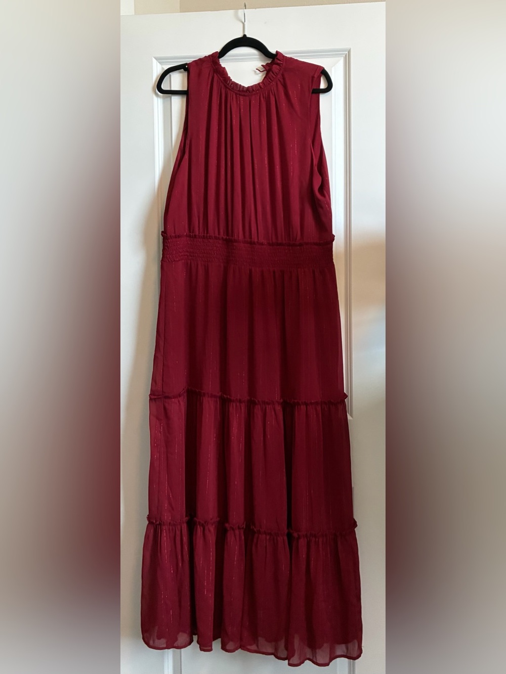 Draper James Burgundy Tiered Maxi Dress